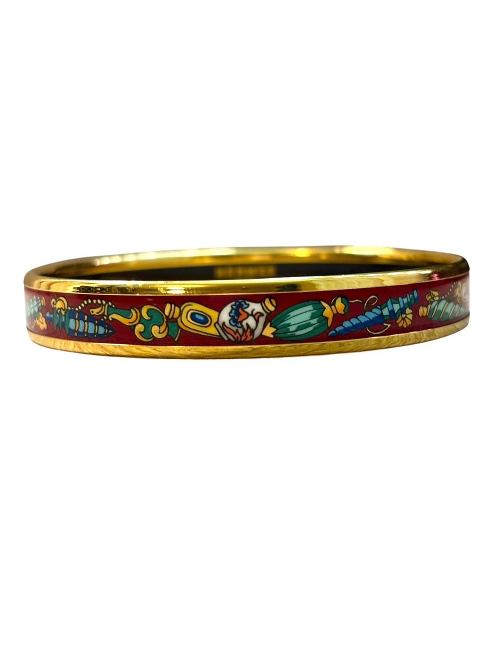 Hermès Qu’Importe le Flacon Enamel Bangle Size 65 Burgundy Gold Bracelet - Picture 4 of 9